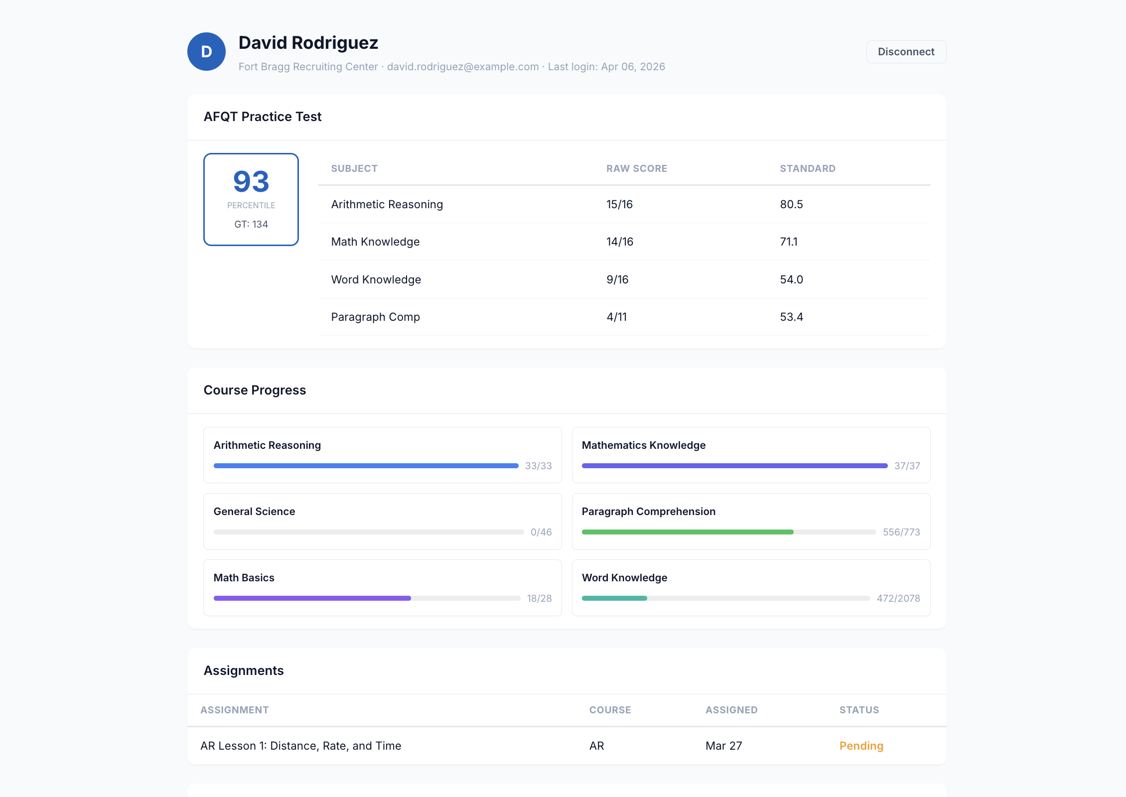 Applicant detail screenshot